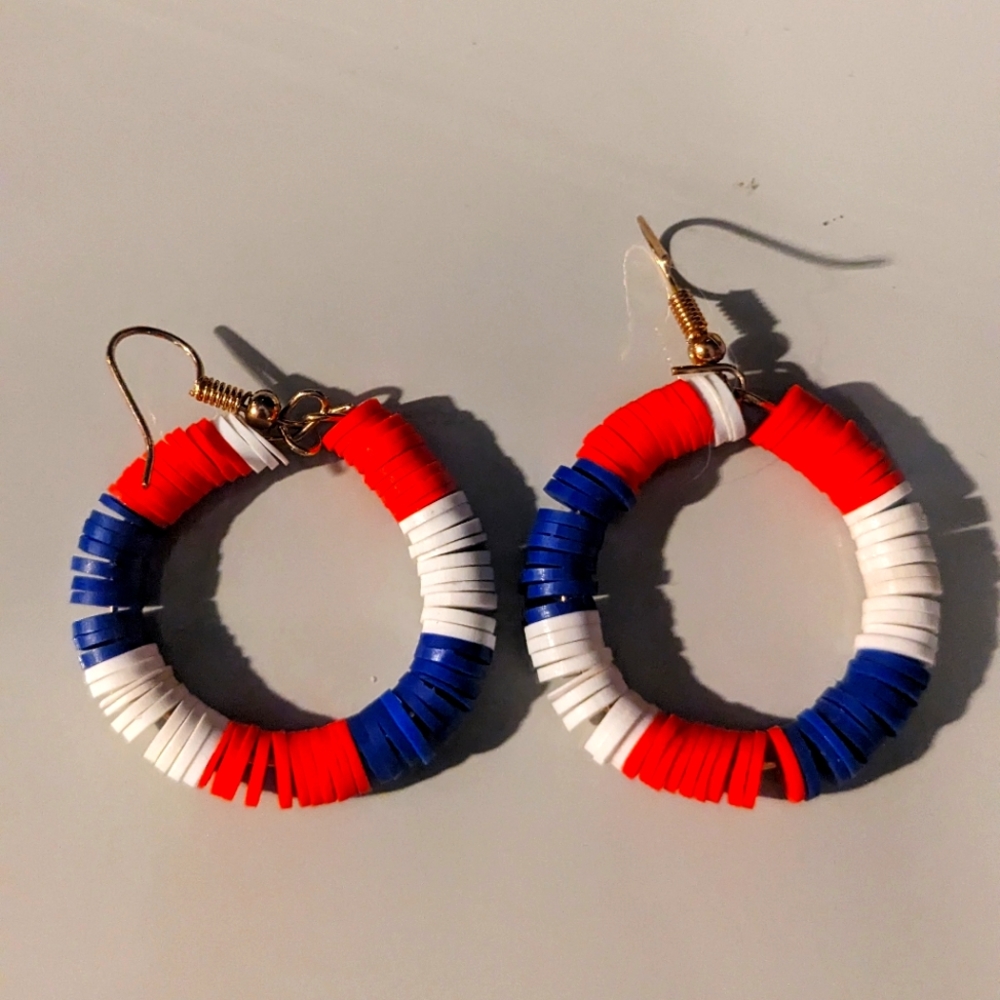 Clay bead earrings hoops